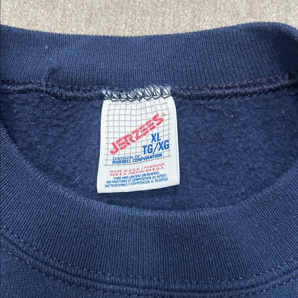 Jerzees Men's Crewneck Sweater in Navy Blue - Picture 2 of 3